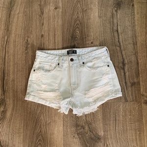 ABERCROMBIE light blue distressed denim shorts
